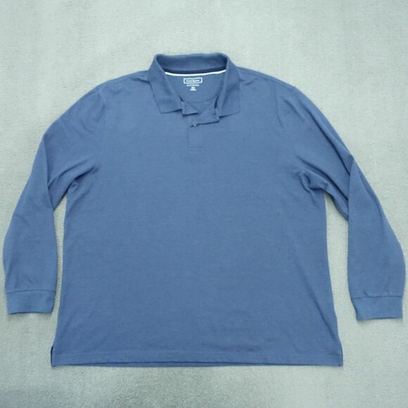 Club Room Polo Shirt Men's Size 2XL Solid Blue Long Sleeve Collared Cotton - Picture 1 of 7